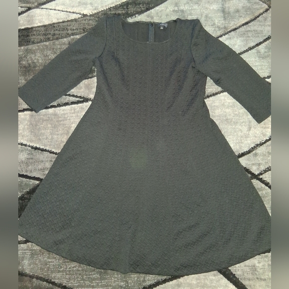 EUC The Limited Size Large Textured Little Black Fit And Flare Dress!! - Picture 1 of 7